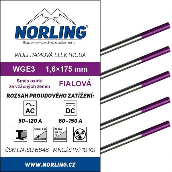 Elektroda wolframová WGE3 1,6/175 fialová NORLING