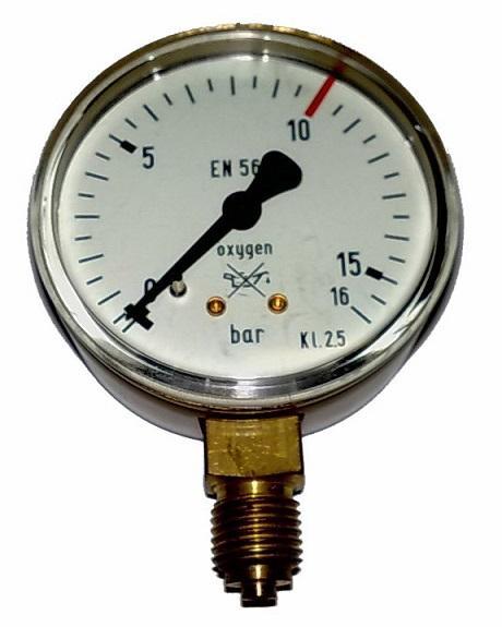 Manometr kyslík O2 výstupní, G1/4