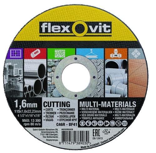 Řezný kotouč FLEXOVIT 115x1,6x22,2 C46R-BF41 Multi