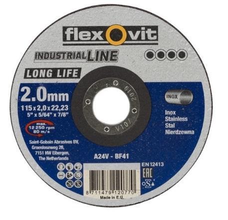 Řezný kotouč FLEXOVIT 115x2,0x22,2 A24V nerez
