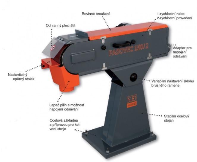 Bruska pásová 150 mm, 2 rychlostní (PÁSOVEC 150/2) N.KO