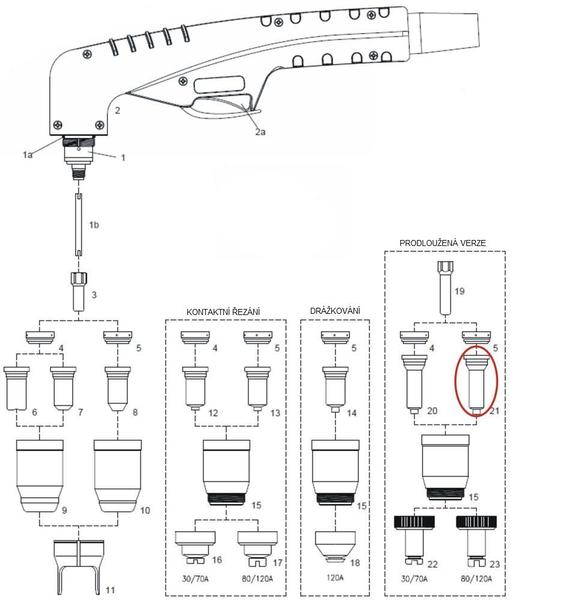 Dýza kontaktní 1,6 dlouhá k hořáku PT-100