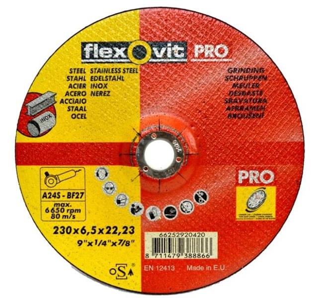 Kotouč brusný FLEXOVIT PRO 230x6,5x22,2 A24S BF27