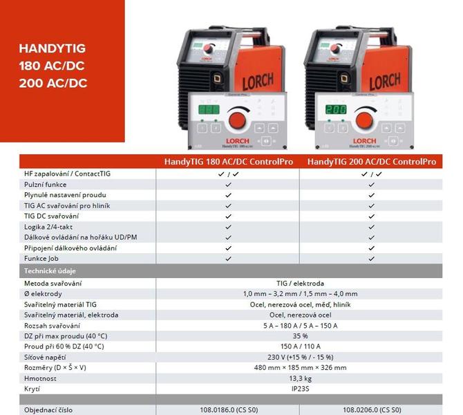 Invertorová svářečka HandyTIG 180 AC/DC Control Pro LORCH