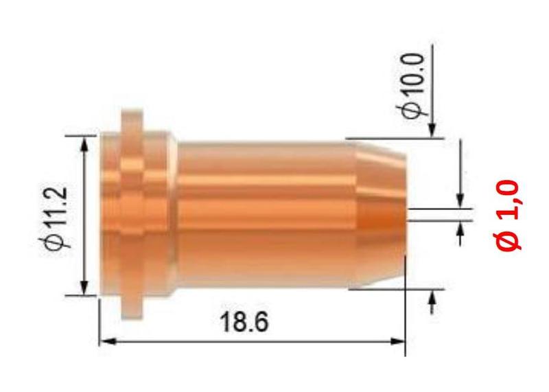 Tryska krátká 1,0 mm pro plasma hořák SCP 40, 60