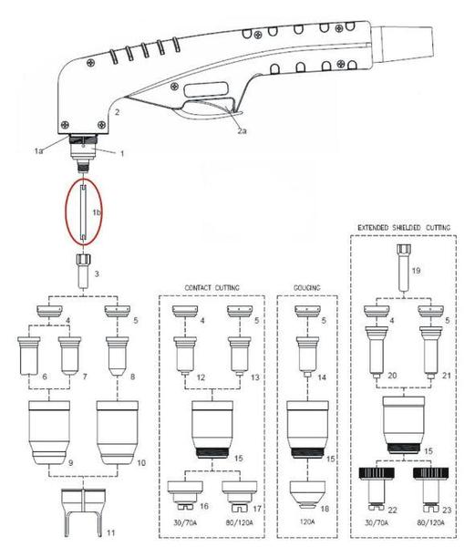 Trubička chladící pro plasma hořák SCP 120