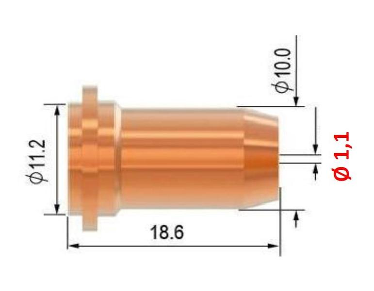 Tryska krátká 1,1 mm pro plasma hořák SCP 60