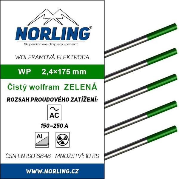 Elektroda wolframová WP 2,4/175 zelená NORLING