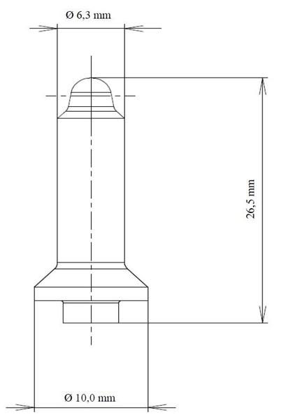 Středící kolík kovový 4,1/6,3/26