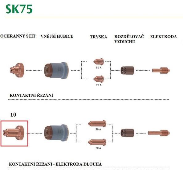Nástavec dlouhý pro plasma hořák CEA SK75 (2 ks)