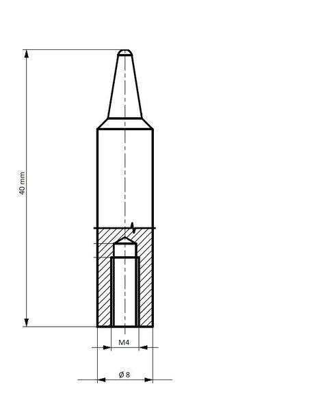 Středící kolík kovový 4,9/8/40