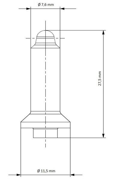 Středící kolík kovový 4,6/7,6/27