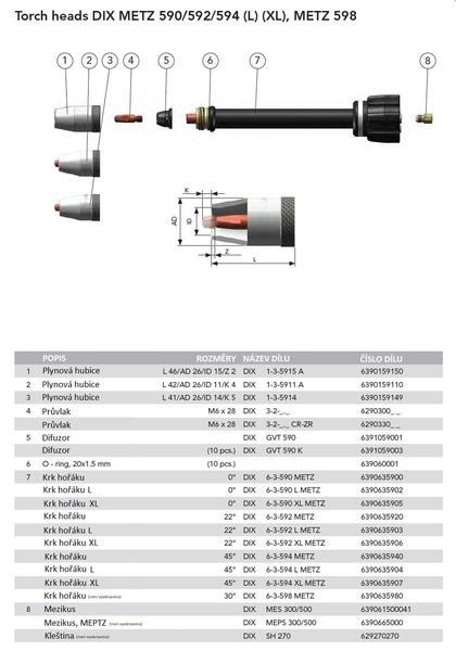 Hořák DINSE DIX METZ 590/592/594 (L,XL)