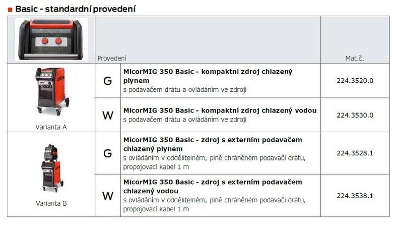 Invertorová svářečka MicorMIG 350 BasicPlus AG kompaktní LORCH