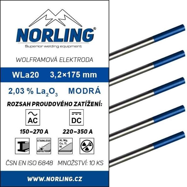 Elektroda wolframová WL20 3,2/175 modrá NORLING