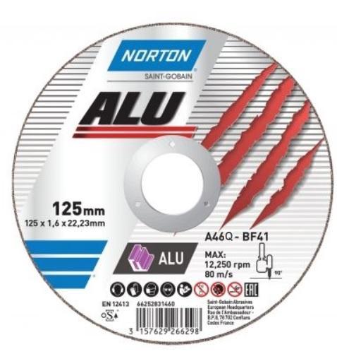 Řezný kotouč NORTON 125x1,6x22,2 A46Q T41 ALU