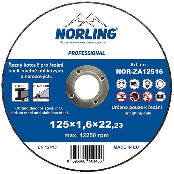 Řezný kotouč NORLING 125 x 1,6 x 22,23 ZA 36 T BF