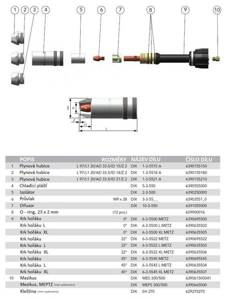 Hořák DINSE DIX METZ 5500/5522/5545 (L, XL)