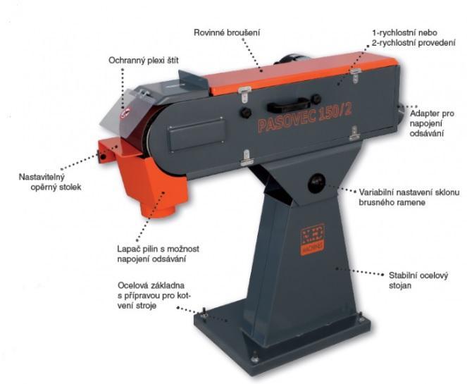 Bruska pásová 150 mm, 1 rychlostní (PÁSOVEC 150/1) N.KO