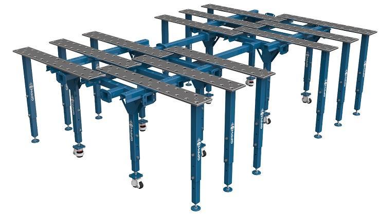 Stůl svařovací modulární GPPH 2670 x 1600, rozkládací, s kolečky, s průměrem děr 28 mm
