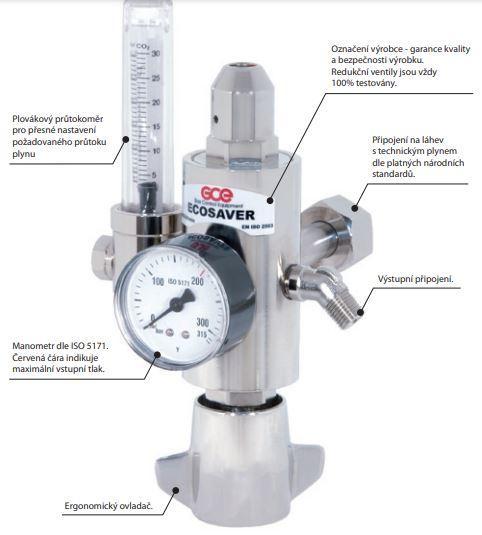 Ventil redukční Ecosaver GCE Ar/CO2 200/30 bar (NÁHRADA ZA F21210013)