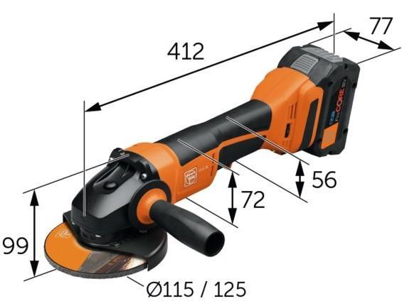 Bruska úhlová akumulátorová CCG 18-115-10 PD AS FEIN
